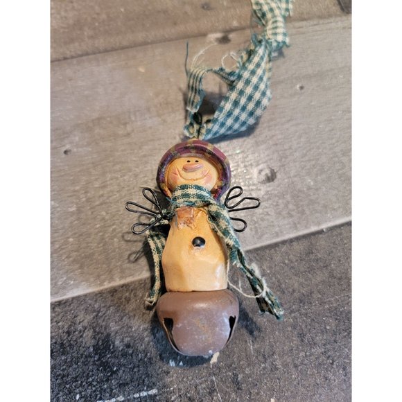 Snowman star Bell ornament plaid Xmas decor - Picture 2 of 6